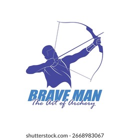 Archer Logo Design Concepts Vector. Silhouette Male Archer Template Illustration