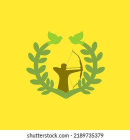 ilustraciones vectoriales. logo arquero con naturaleza