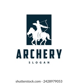 Archer Logo Vektor Silhouette Krieger Bogenschießen Einfaches Design Bogen und Pfeil Vorlage Illustration