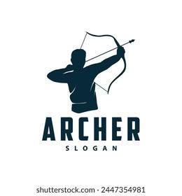 Archer logo Vector silueta guerrero tiro con arco diseño simple arco y flecha ilustración de Plantilla