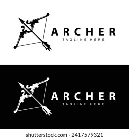 Archer logo vector vintage design old inspiration archer tool arrow template brand