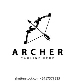 Archer logo vector vintage design old inspiration archer tool arrow template brand