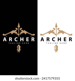 Archer logo vector vintage design old inspiration archer tool arrow template brand