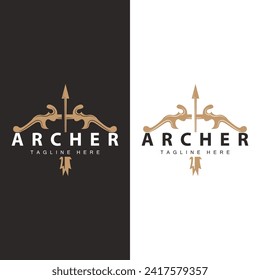 Archer logo vector vintage design old inspiration archer tool arrow template brand