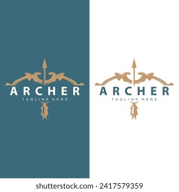 Archer logo vector vintage design old inspiration archer tool arrow template brand