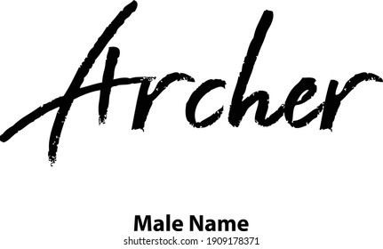 Archer Male Name Handwritten Brush Lettering Calligraphy Text 