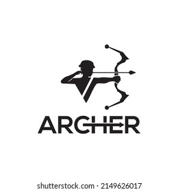 Archer man vector logo design icon