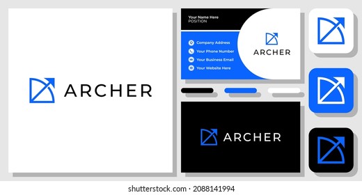 Archer Modern Simple Arrow Up Success Forward Icon Logo Design with Business Card Template