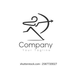 archer move run on target art logo design template illustration