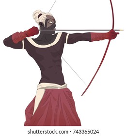 Archer ready to shot his bow illustration