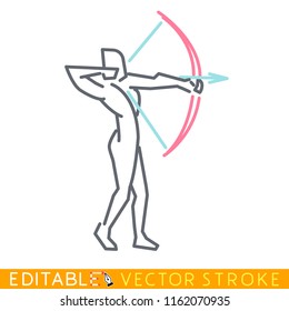 Archer Sagittarius icon. Editable stroke sketch icon. Stock vector illustration.