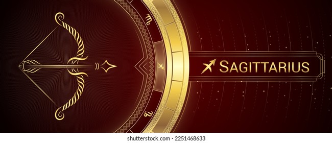 Archer Sagittarius Zodiac Planetary Star Sign, Symbol Background, Horoscope Astrology and Fortune-Telling, Backdrop Banner Tarot-Reading.