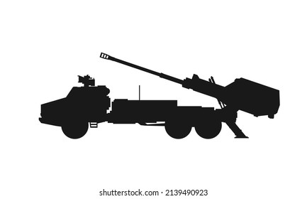 archer self propelled howitzer icon. army artillery system. isolated vector image for military concepts, infographics and web design
