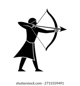 Archer Shooting Arrow Vector Icon Isolated on White Background