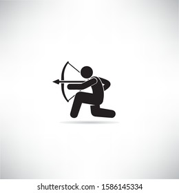 archer shoots arrow vector illustration
