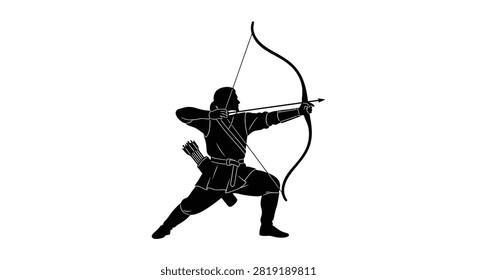 Archer silhouette against a white background historical weaponry depiction