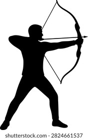 Archer silhouette aiming with bow and arrow silhouette shooting competition outdoors precision recreation traditional