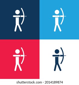 Archer Silhouette blue and red four color minimal icon set