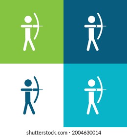 Archer Silhouette Flat four color minimal icon set