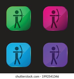 Archer Silhouette four color glass button icon