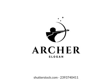 Archer silhouette logo design decorated with stars