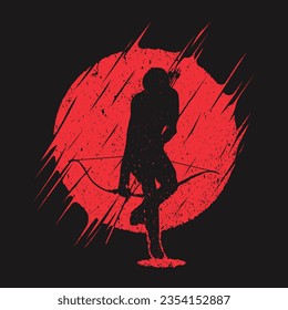 Archer silhouette with round brushstrokes suitable for t-shirt design