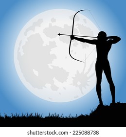 archer silhouette under the full moon