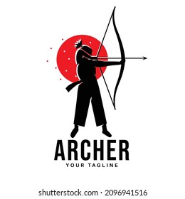 archer silhouette vector illustration. Modern and simple logo for martial arts icon