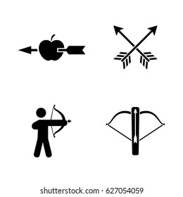 Archer. Simple Related Vector Icons Set for Video, Mobile Apps, Web Sites, Print Projects and Your Design. Black Flat Illustration on White Background.