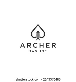 Archer with style poker, logo icon design template flat vector