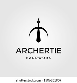 archer tie up arrow hard work office logo vector illustration