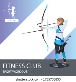 Archer training bow  silhouette illustration vector.