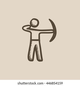 Entrenamiento de arco con icono de esbozo vectorial de arco aislado en el fondo. Entrenamiento con mano de Archer con icono de arco. Entrenamiento de arquero con icono de boceto para infografía, sitio web o aplicación.