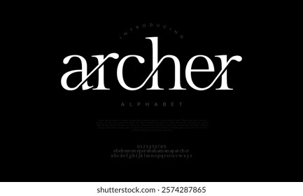 Archer typography beauty fashion elegant minimalist serif italic fonts decorative wedding vintage retro logos. Minimal luxury font alphabet logo. Vector illustration