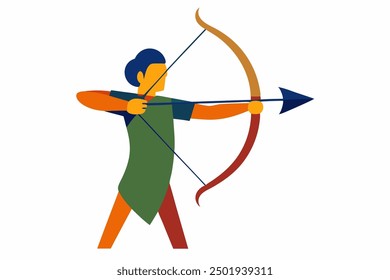 "Archer vector illustration, cartoon clipart and
 line art design, ideal for archery-themed graphics."






