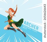 Archer vector illustration with detailed style, medieval costume, with boots and costume.