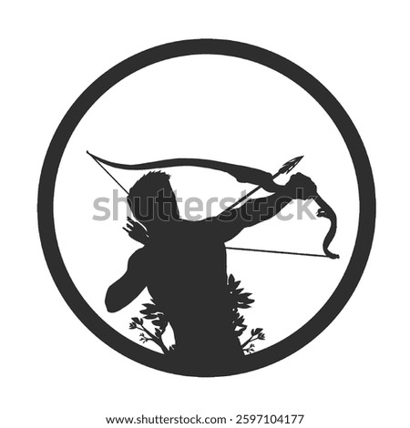 archer vector silhouette in circle without background