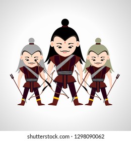 archer warrior man with weapons