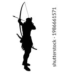 Archer warrior with sword silhouette vector on white background