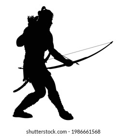 Archer warrior with sword silhouette vector on white background