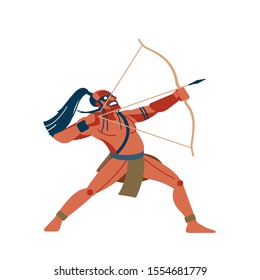 Archer-native African tribes, Australian and American aboriginal set, a member of the tribe in traditional dress with a bow in his hands. Vector cartoon flat illustration on white background