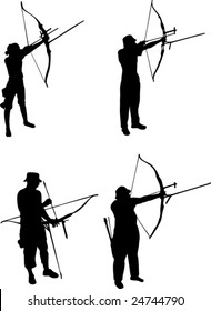 Archers in action vector illustration