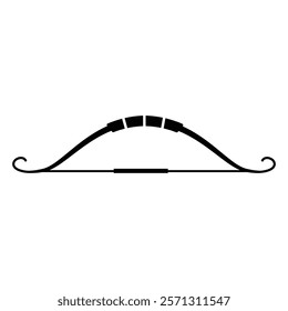 The Archer's Bow, Traditional Bow, and String, Minimalist Hunting Clipart Illustration