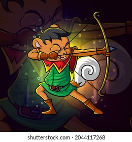 The archers mouse esport logo design of illustration