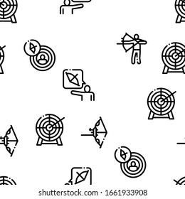 Archery Activity Sport Seamless Pattern Vector Thin Line. Illustrations