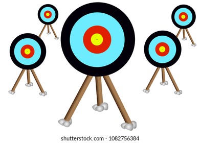 Archery aiming forward with archery target