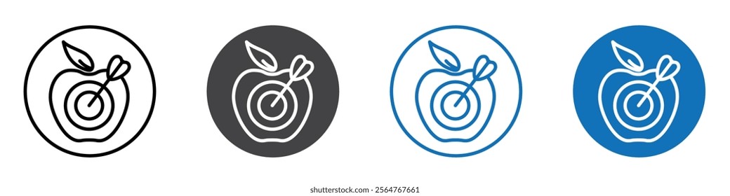 Archery apple icon flat editable icon mark set.