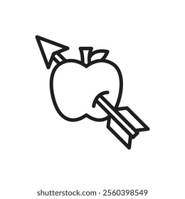 Archery Apple Outline Icon Vetor Illustration