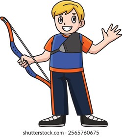 Archery Archer with Bow Cartoon Colored Clipart