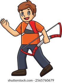 Archery Archer Holding Bow Cartoon Colored Clipart